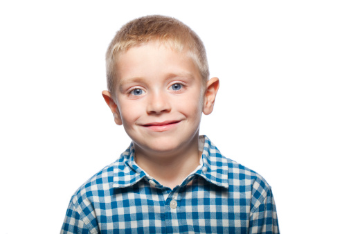 Portrait of a young child isolated on a white background
