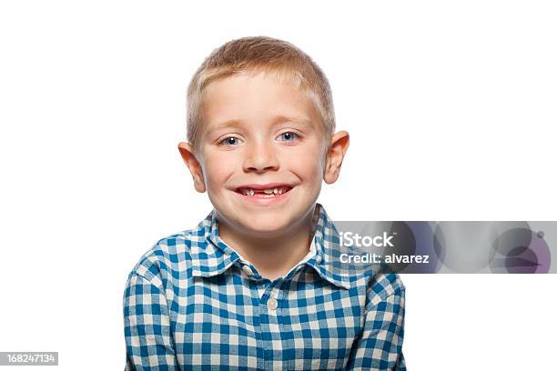 Portrait Of A Child Stock Photo - Download Image Now - White Background, Boys, Blond Hair