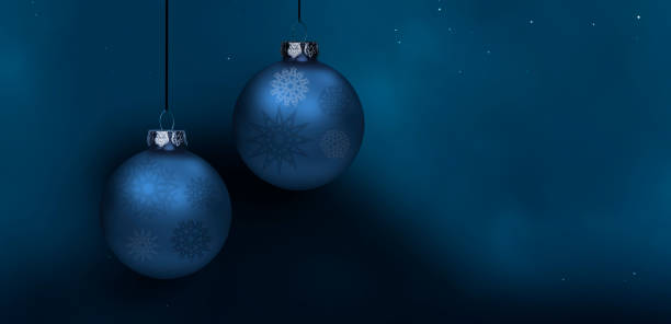 istock Blue Christmas balls against blue background 1682486900
