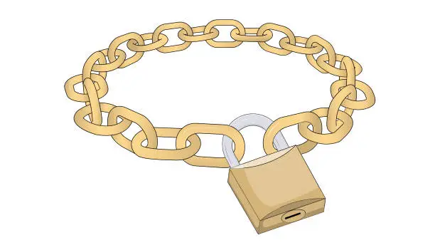 Vector illustration of steel chain distributed in the shape of a circle