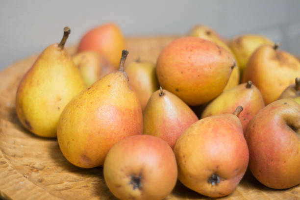 istock Pears On A Wooden Dish 168248843