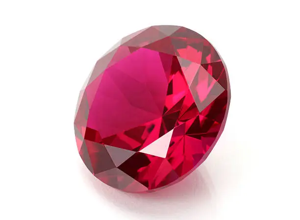Ruby gemstone isolated on white.