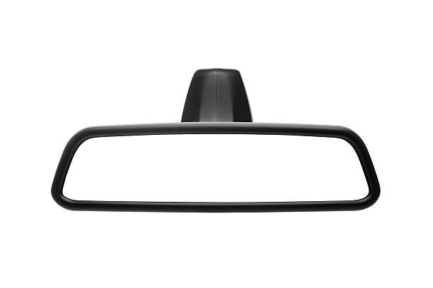 istock Black rimmed rear view mirror isolated on white background 168252188