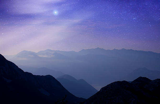 istock Mountains at night under milky way stars 168252250