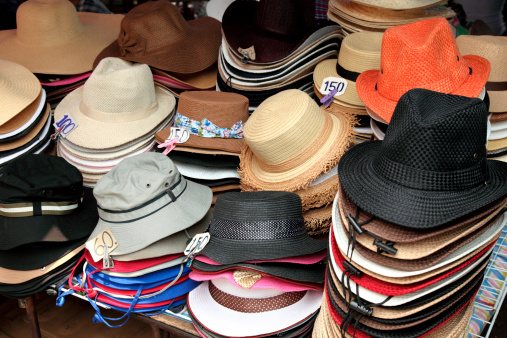 Hats at the weekend market in Bangkok-Thailand