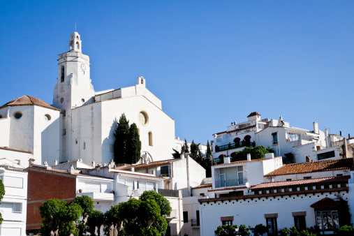 Overview of the exterior of the church of Cadaqués in  Costa Brava, Catalonia