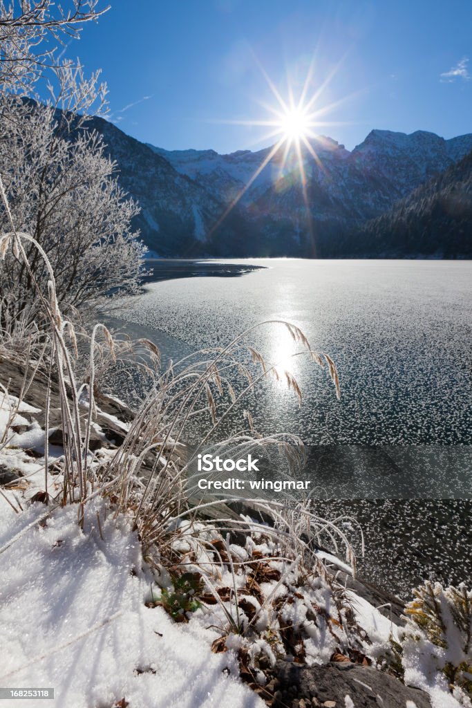 Inverno no Lago plansee in tirol, Áustria - Foto de stock de Alpes europeus royalty-free