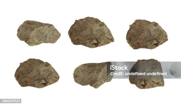 Set Of Stone Deferent Form And Shape Isolate On Transparent Background Stock Photo - Download Image Now
