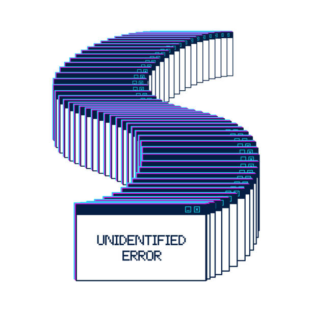 Unidentified error glitch effect message. y2k cyberpunk computer popup screen. Trippy pc frame. Malware attack. Vector illustration