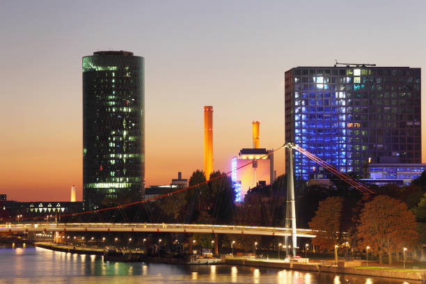 istock Frankfurt city skyline sunset view and  River Main 168257464