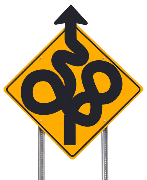 Conceptual road sign indicating unpredictability ahead over a white background