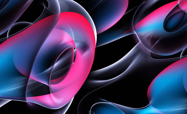 istock 3d render abstract art 3d background part surreal alien flower in curve wavy round and spherical lines forms in transparent fluorescent plastic material with glowing pink blue and purple color inside 1682577953
