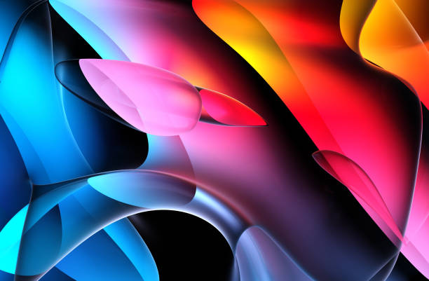 istock 3d render abstract art 3d background part surreal alien flower in curve wavy round and spherical lines forms in transparent fluorescent plastic material with glowing pink blue and yellow color inside 1682578085