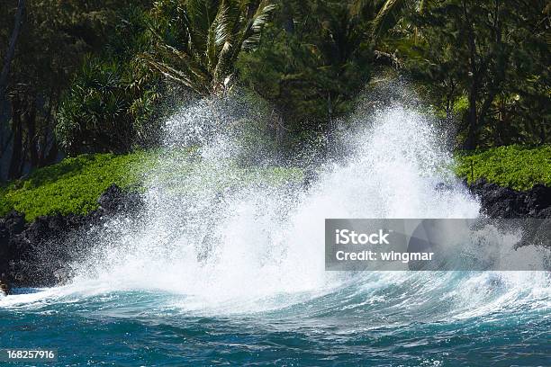 Wild Surf Breaking On The Coast Of Maui Hawaii Stock Photo - Download Image Now - Beauty In Nature, Blue, Breaking Wave