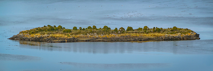 Small islet at lapataia bay, tierra del fuego park, argentina