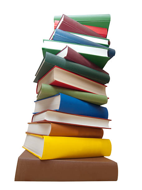 istock Tall Stacks of Multicoloured Textbooks on White Background 168258724
