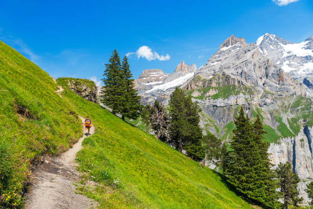 istock Hiker with backpack in the alpine environment, Switzerland 1682591715