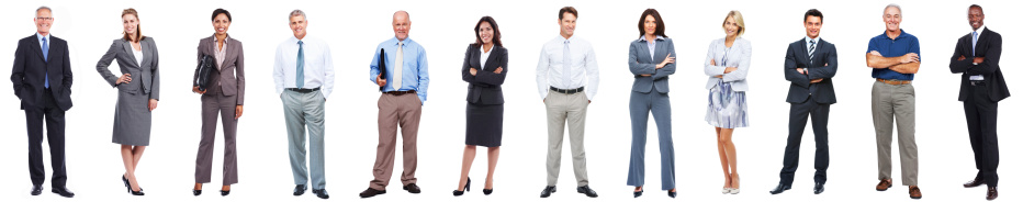 Las personas de negocios de pie en una fila sobre fondo blanco photo