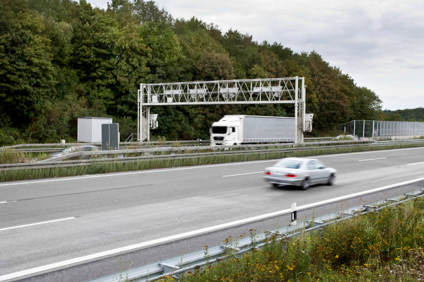 istock Truck toll system at german highway - control gantry 168259858