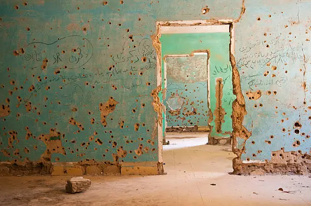 Photo of Bullet-riddled rooms in Quneitra, Syria