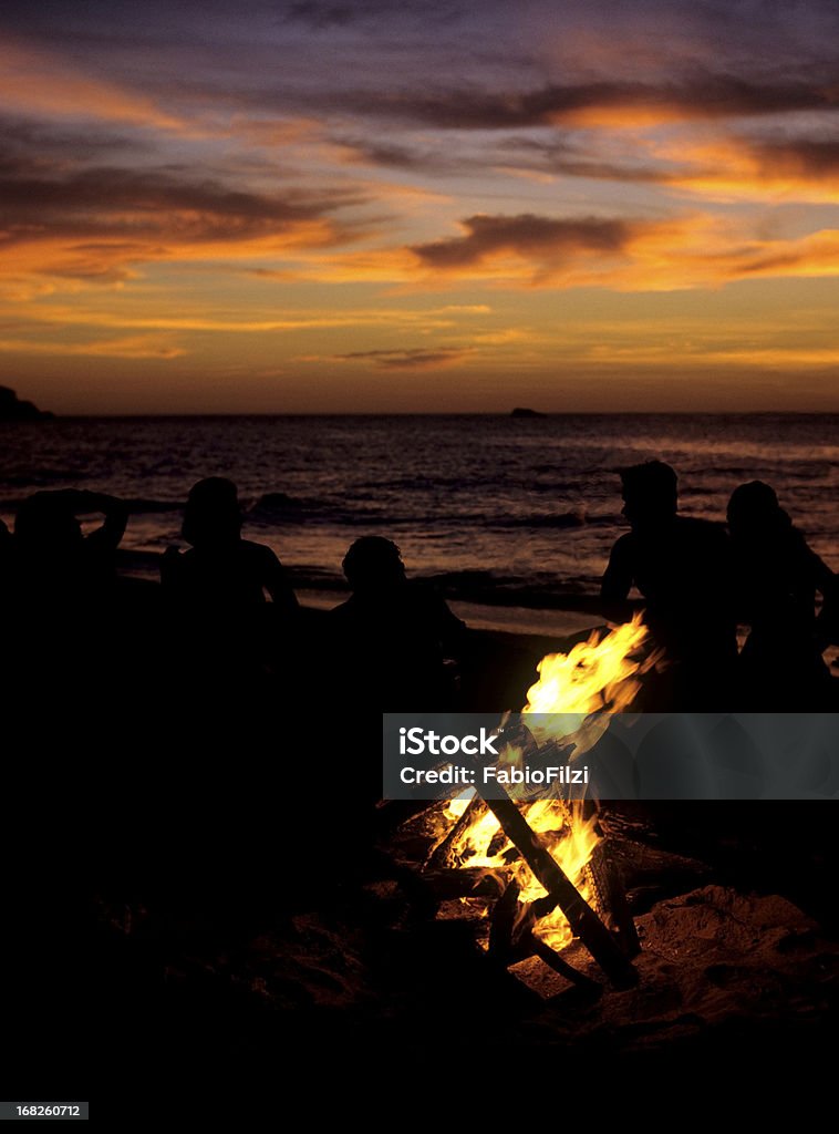 Feu de camp sur la plage - Photo de Feu de joie libre de droits