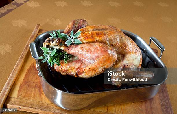 Pavo Al Horno En Molde De Horno Foto de stock y más banco de imágenes de Pollo asado - Pollo asado, Ollas y cacerolas, Pavo al horno