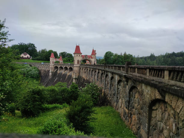 Historic dam on the river Elbe in Czech Republic. High quality photo