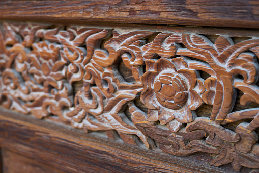 Patterns Carved on the Wooden Doors of an Old Korean Temple