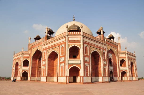 Tomb of Safdar Jang sandstone mausoleum in New Delhi, India, ancient indian building tomb of Nawab Safdarjung, beautiful indian domed architecture temple of prime minister of Mughal Empire