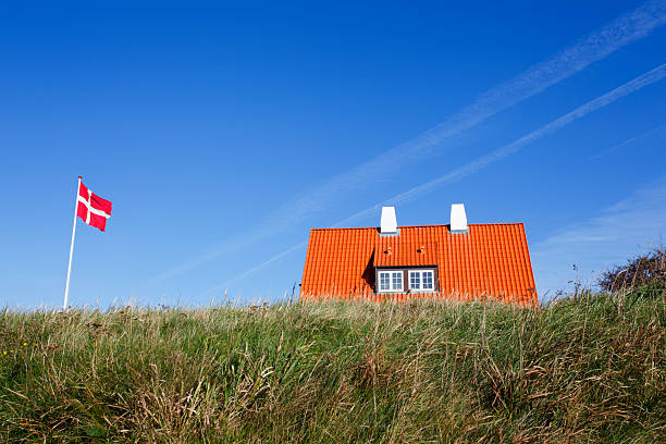 casa típica danesa - denmark house cottage rural scene fotografías e imágenes de stock