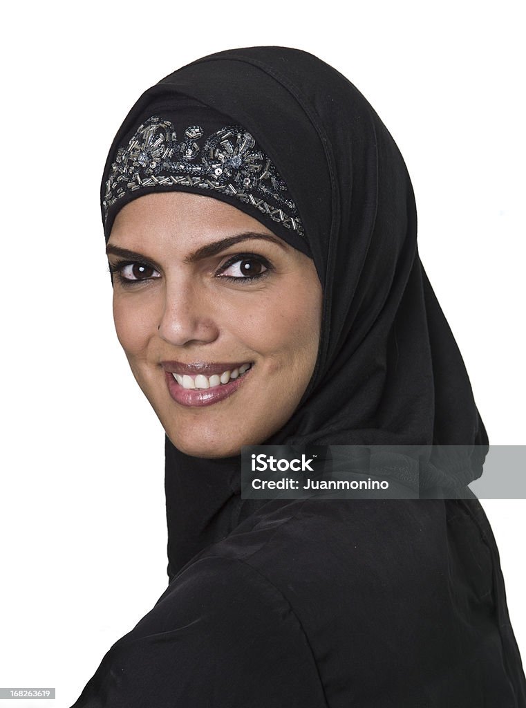 Smiling Muslim Woman close up picture of a smiling beautiful middle eastern woman   Iranian Ethnicity Stock Photo