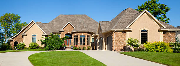 istock Large Brick Stucco Mansion Home Panorama 168265126