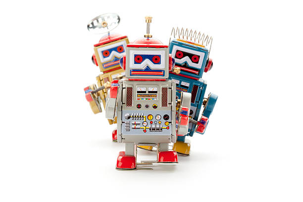 istock Retro tin toy robot parade 168265499