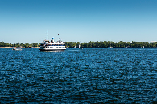 Toronto, Canada - September 1, 2022: sightseeing boat on lake ontario at Toronto