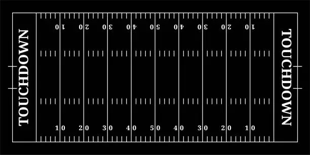 Vector illustration of Board American football field black, top view