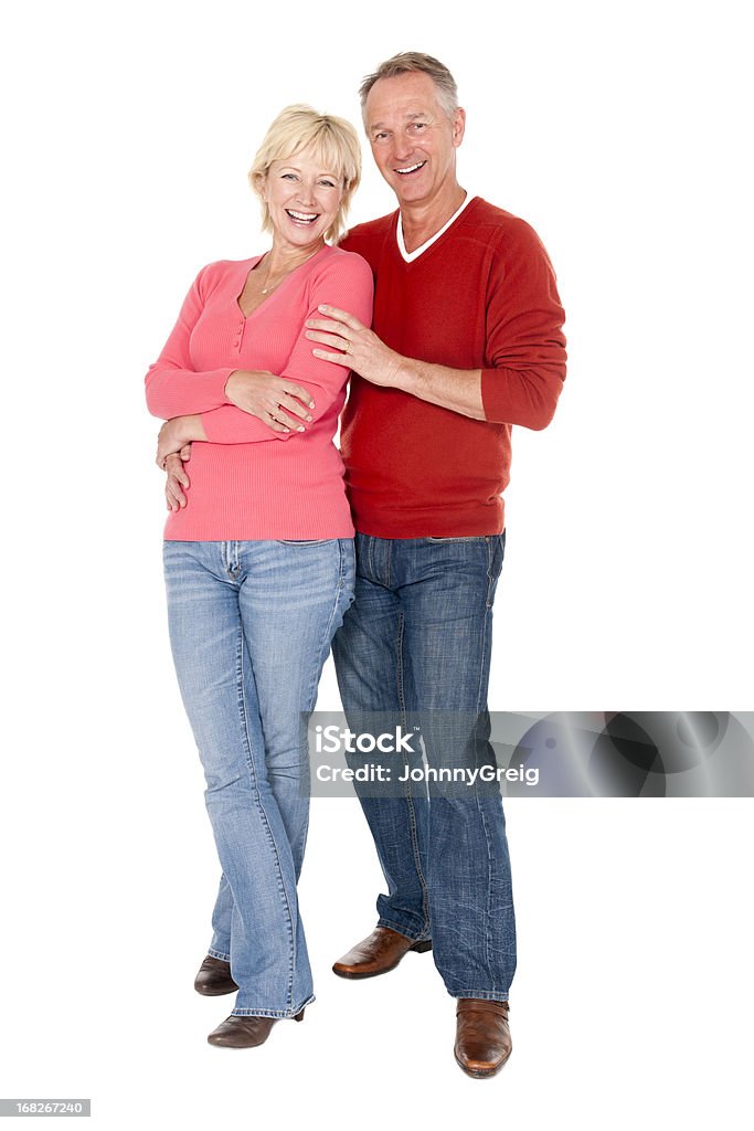 Feliz casal maduro Isolado no branco - Foto de stock de Casal de Meia Idade royalty-free