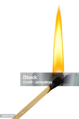 istock Lit Match With Flame on White Background 168267467