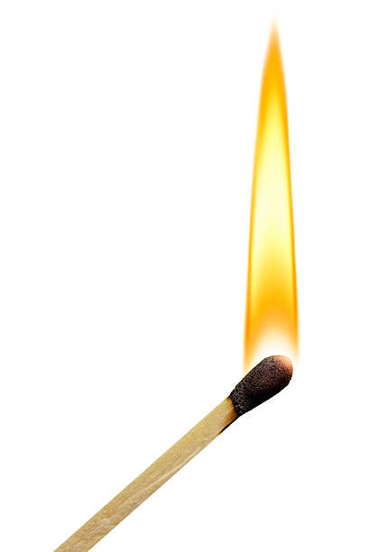Lit Match With Flame on White Background Lit Match With Flame on White Background lit match stock pictures, royalty-free photos & images