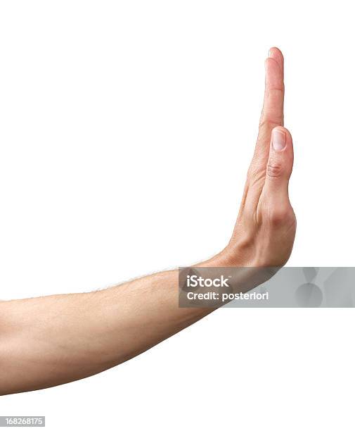 Human Hand Signing Stop Stock Photo - Download Image Now - Pushing, Stop Gesture, Cut Out