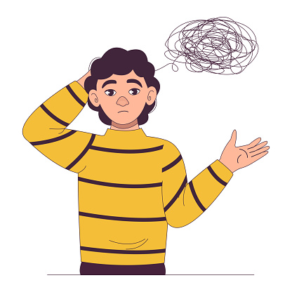 Deep Confusing Thoughts Man Thought Confused Thoughts Problems Overthinking Vector Graphic ...