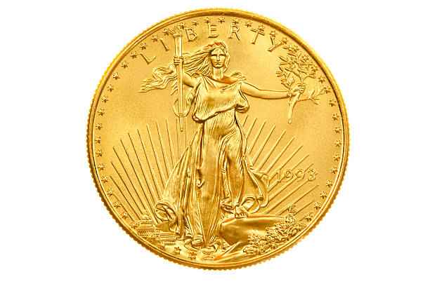 american eagle investment obverse gold münze kantille - gold coin ingot bullion stock-fotos und bilder