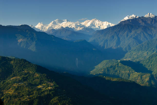 Kangchenjunga massif, view from Pelling in Sikkim, India Kangchenjunga massif, view from Pelling in Sikkim, India kangchenjunga stock pictures, royalty-free photos & images