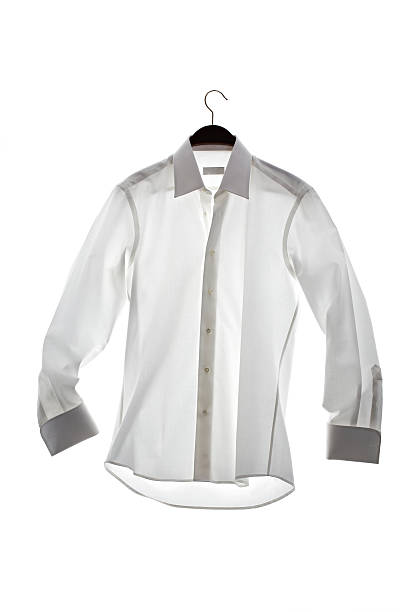 istock White shirt on a coat hanger on a white background 168268658