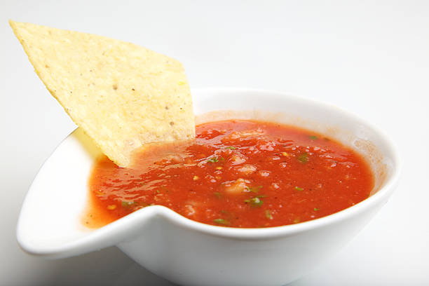 Salsa on tortilla chip