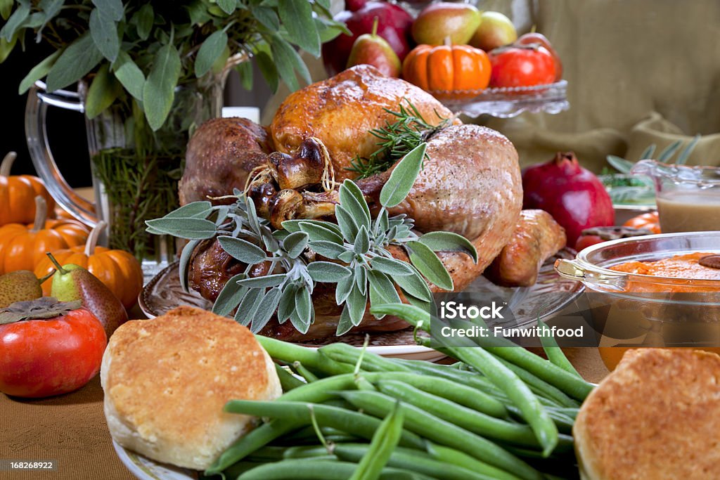 Christmas & asada Turquía la cena del Día de Acción de gracias - Foto de stock de Al horno libre de derechos