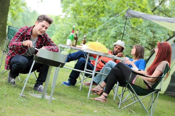 istock Happy Friends on a Camping Trip 168269647