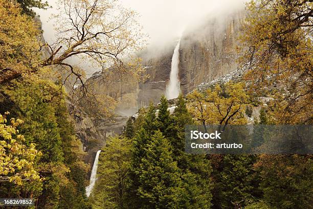 Waterfall At Yosemite National Park Stock Photo - Download Image Now - Yosemite Falls, Green Color, Yosemite National Park