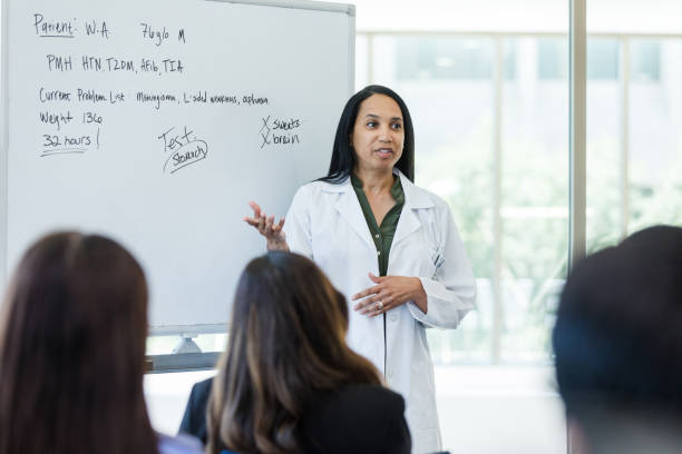 istock Female medical school professor teaches a class parameters for diagnosis 1682699578