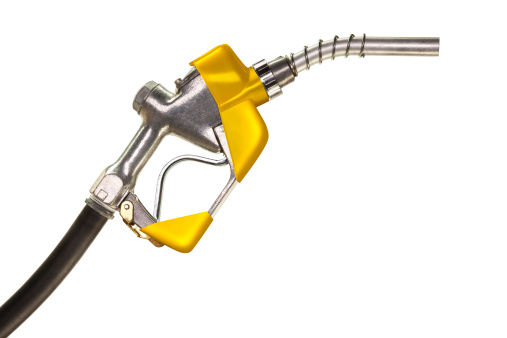 Yellow Gas Pump on Pure White Background