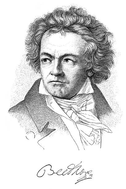 Engraving of composer Ludwig van Beethoven from 1882 /file_thumbview_approve.php?size=1&id=14055207 ludwig van beethoven stock illustrations